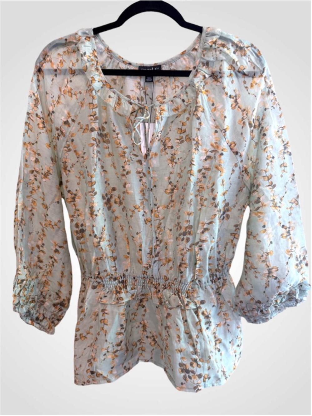 Current Air Botanical Print Peplum Top in Sage Size L
